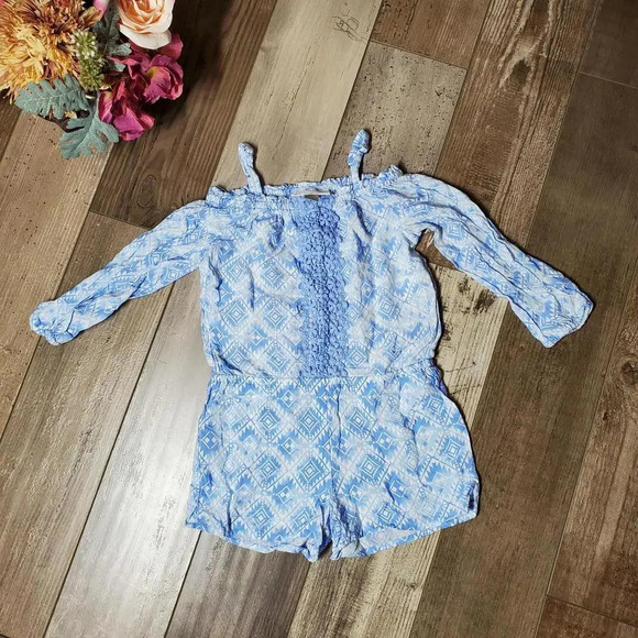 Children's Place Little Girl Size XS (4) Blue Romper - Picture 1 of 10